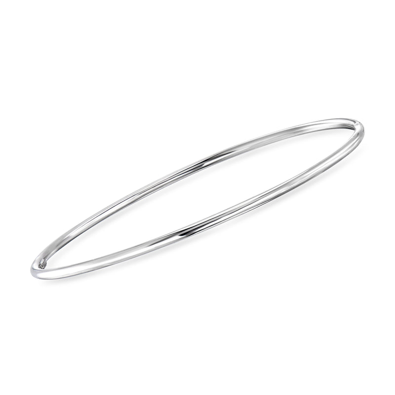 Sterling silver bangle bracelet with smooth oval profile