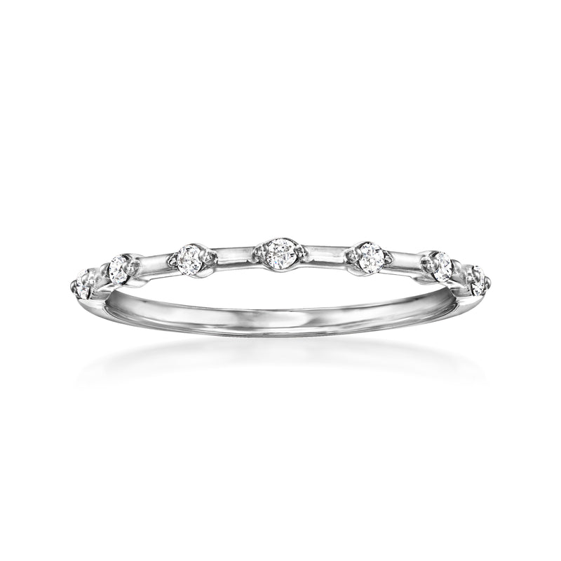 Sterling silver diamond station ring with five round .10 ct t.w. stations