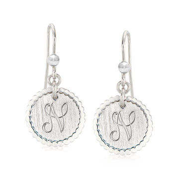 Italian Sterling Silver Personalized Disc Drop Earrings