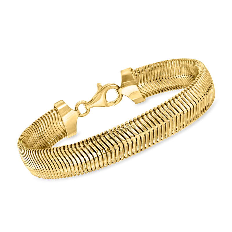 Gold over sterling flat snake-chain bracelet with hinge clasp