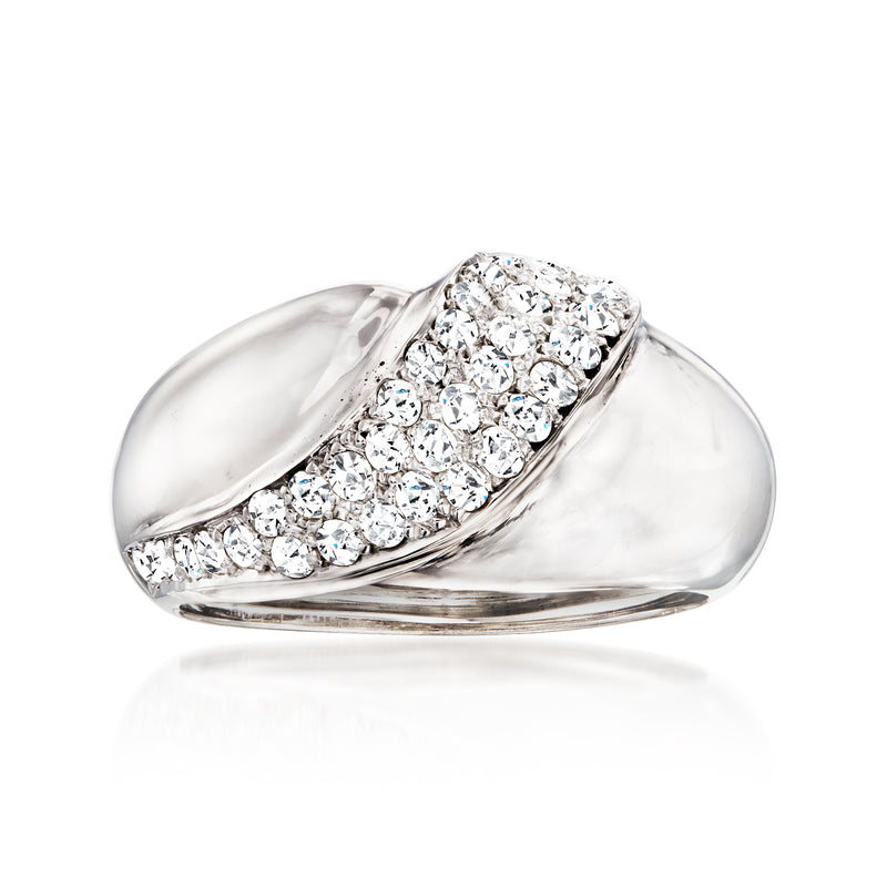 14kt white gold diamond stripe ring with oval channel-set stones