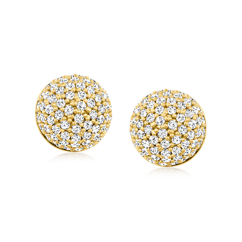 Gold dome CZ cluster stud earrings with post backs