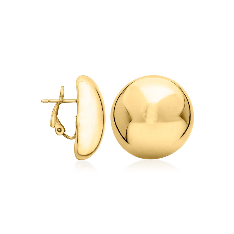 14kt yellow gold round disc post earrings with secure back