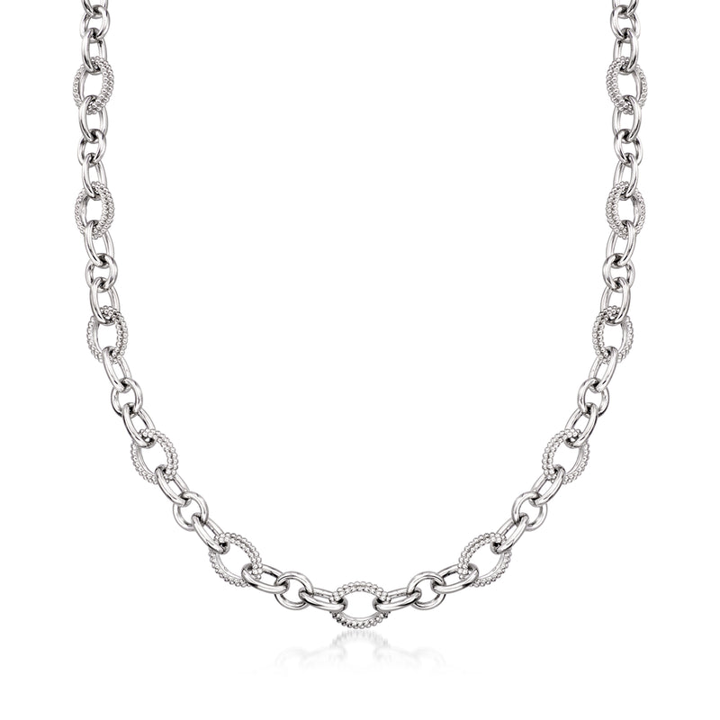 Sterling silver oval-link necklace with interlocking oval chain links