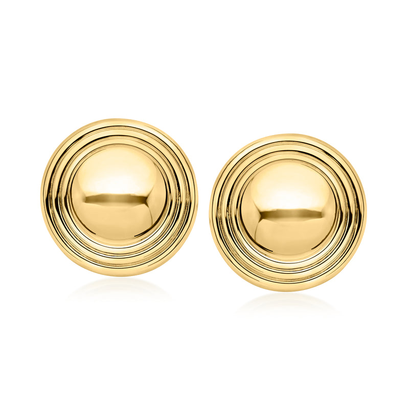 Gold-tone button post earrings with concentric ring design