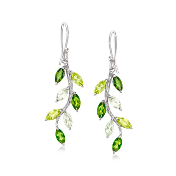 3.50 ct. t.w. Multi-Gemstone Vine Drop Earrings in Sterling Silver