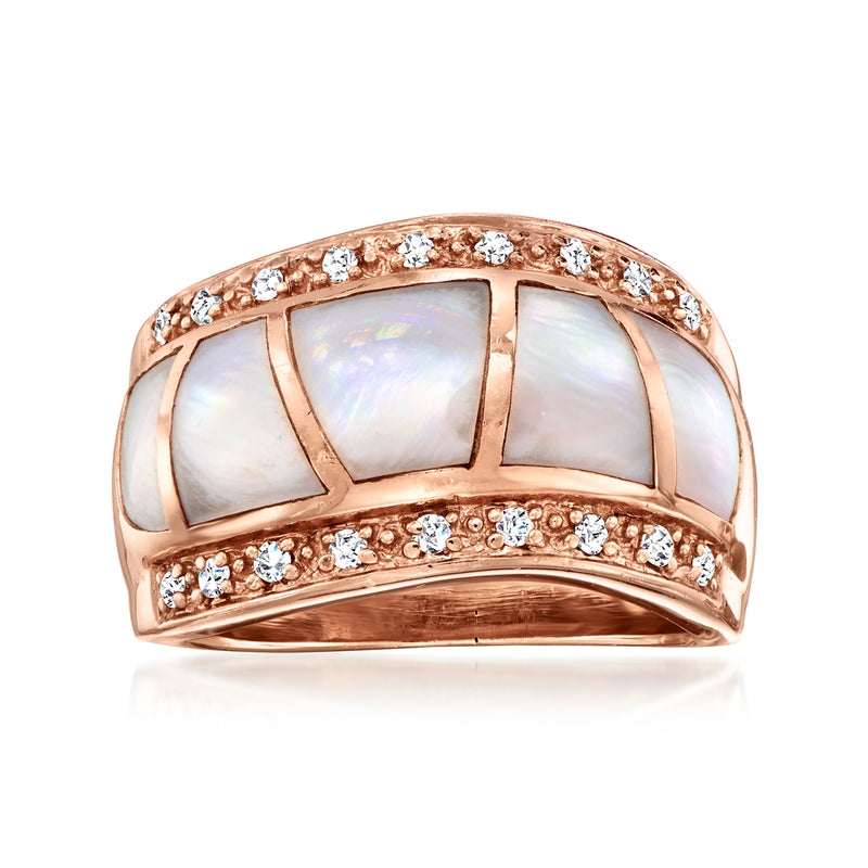 Rose gold mother-of-pearl and diamond ring