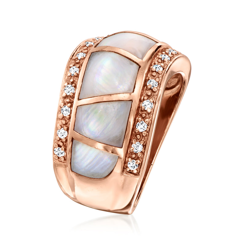 Vintage mother-of-pearl and diamond ring in rose gold