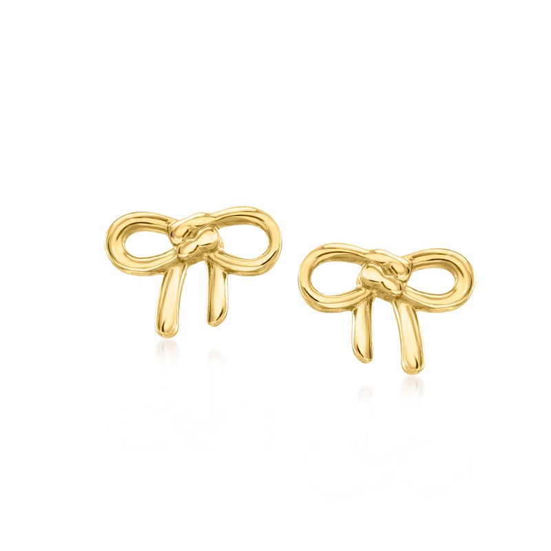 14kt yellow gold bow stud earrings with post backs