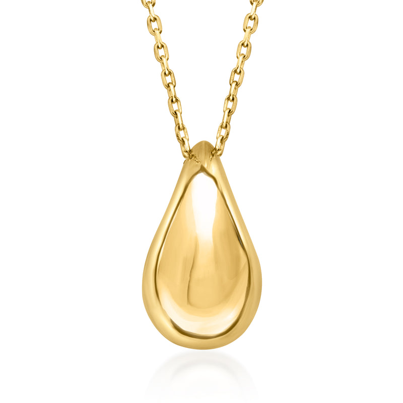 Canaria 10kt yellow gold teardrop pendant necklace with polished tear-drop charm
