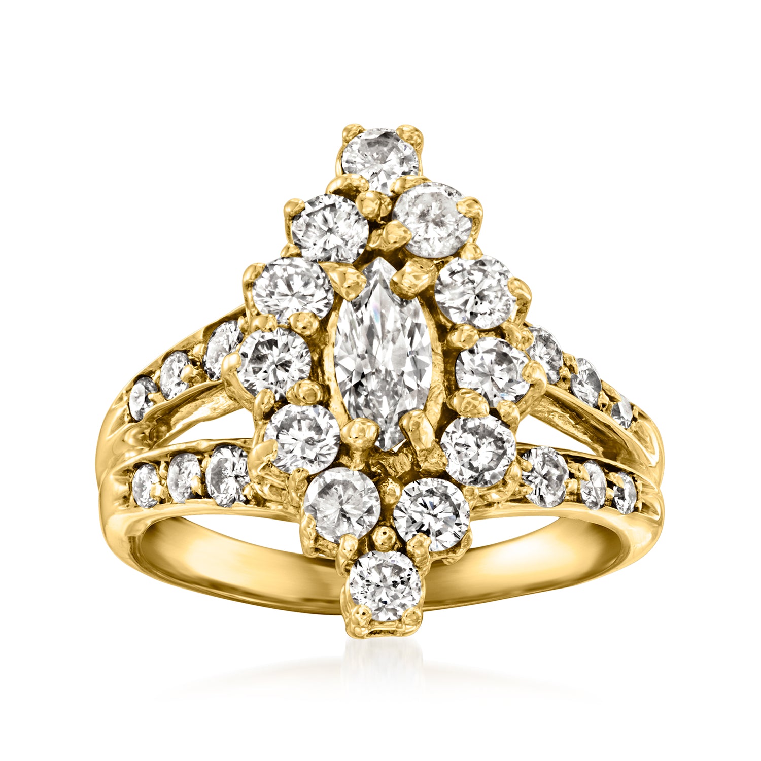 C. 1980 Vintage 1.55 ct. t.w. Diamond Ring in 14kt Yellow Gold