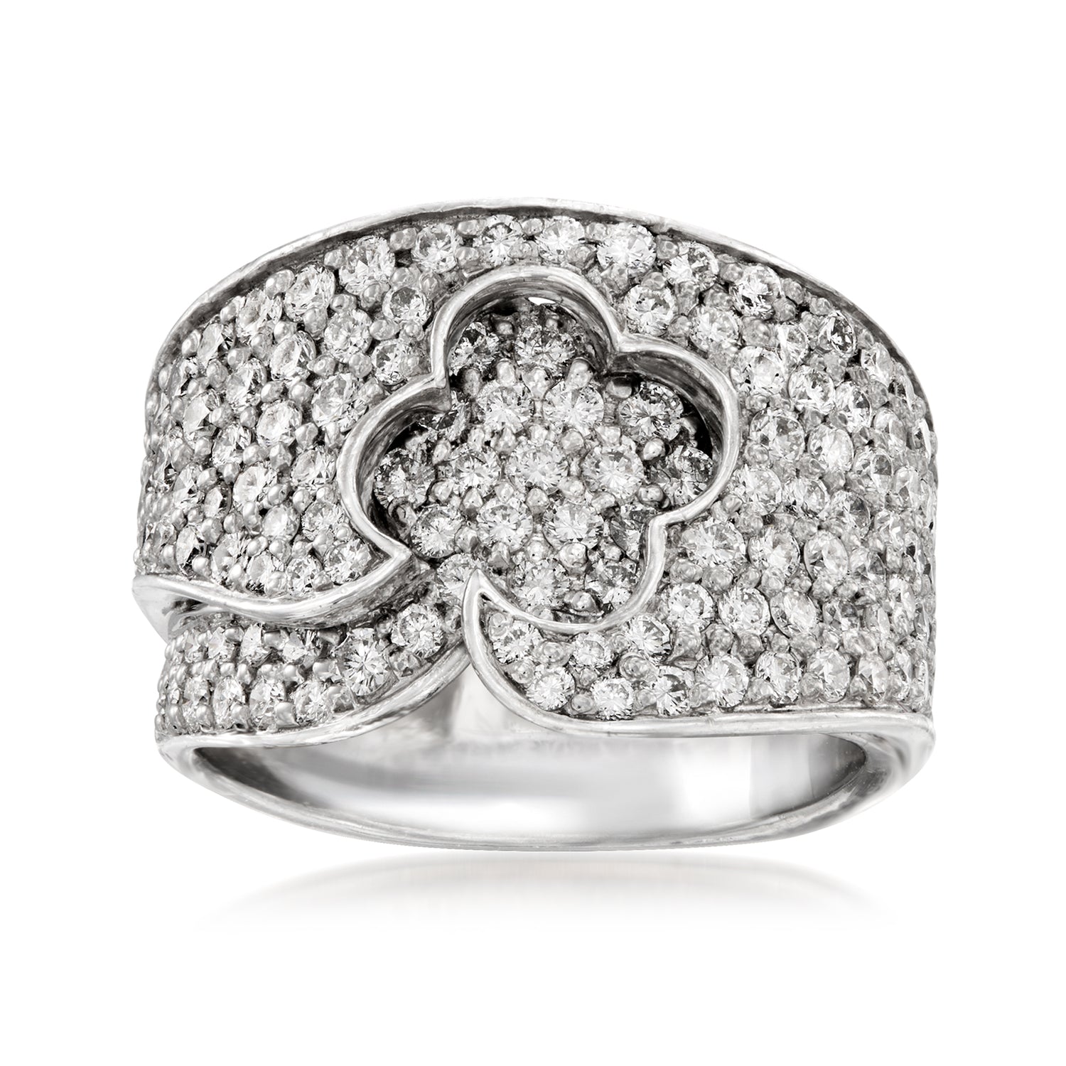 C. 1990 Vintage 2.50 ct. t.w. Diamond Flower Ring in 18kt White Gold