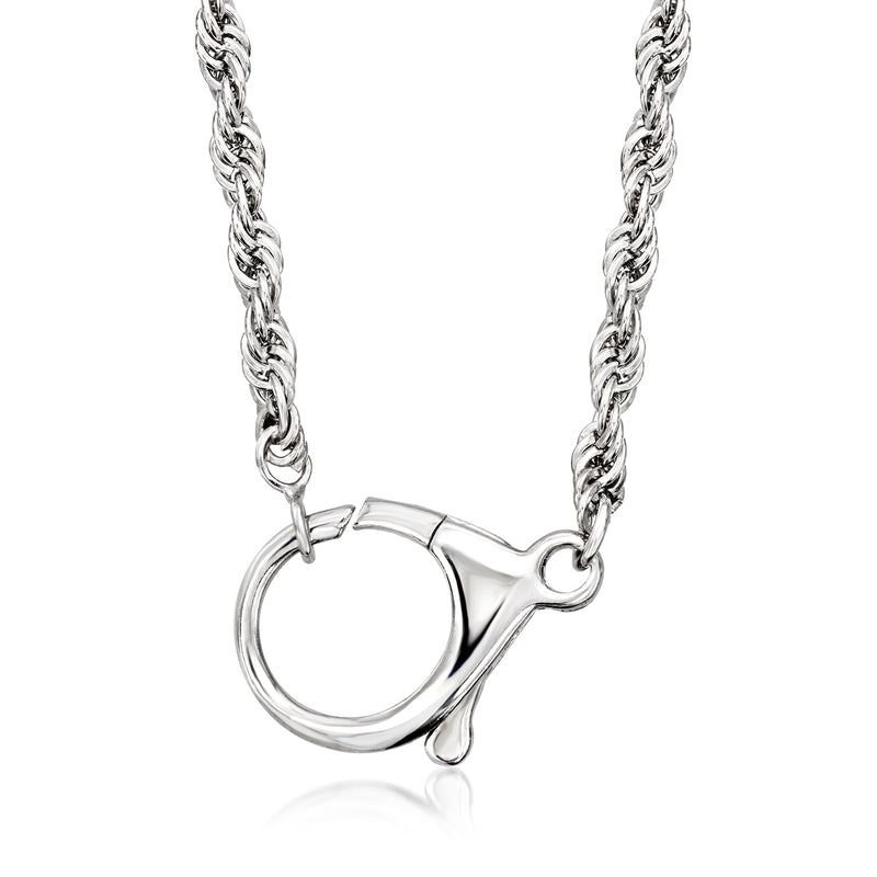 Sterling silver rope-chain necklace with lobster clasp, round ring style