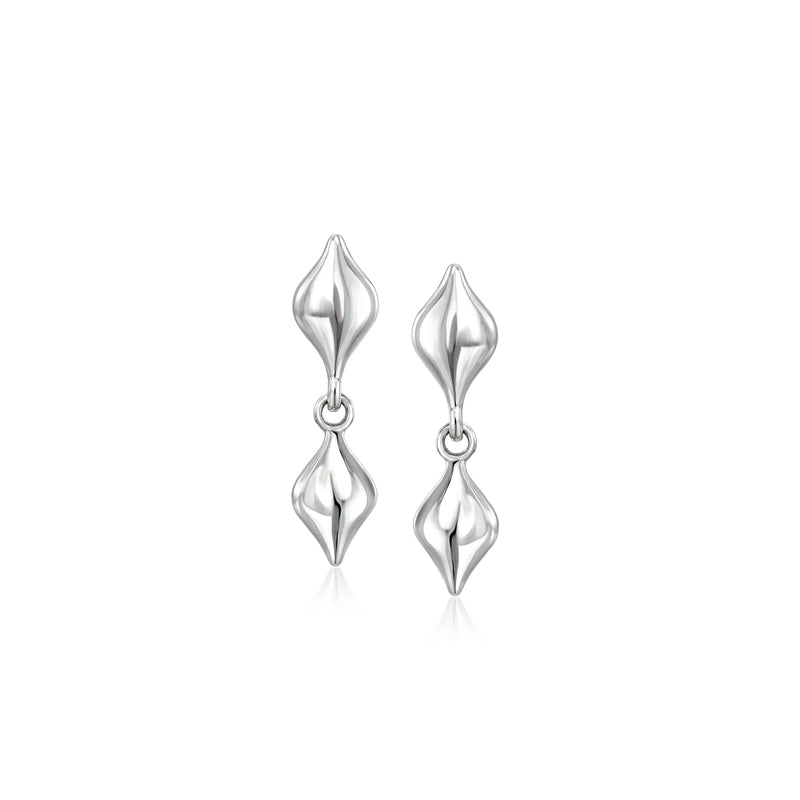 Sterling silver teardrop drop earrings with stacked faceted teardrop charms