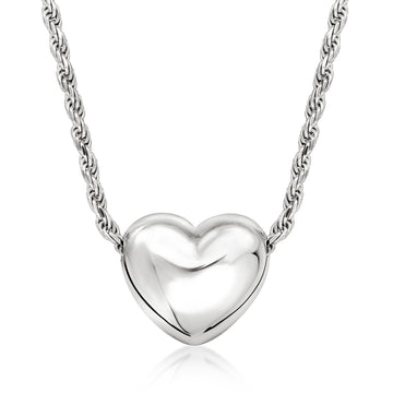 Italian Sterling Silver Puffed Heart Necklace. 18"