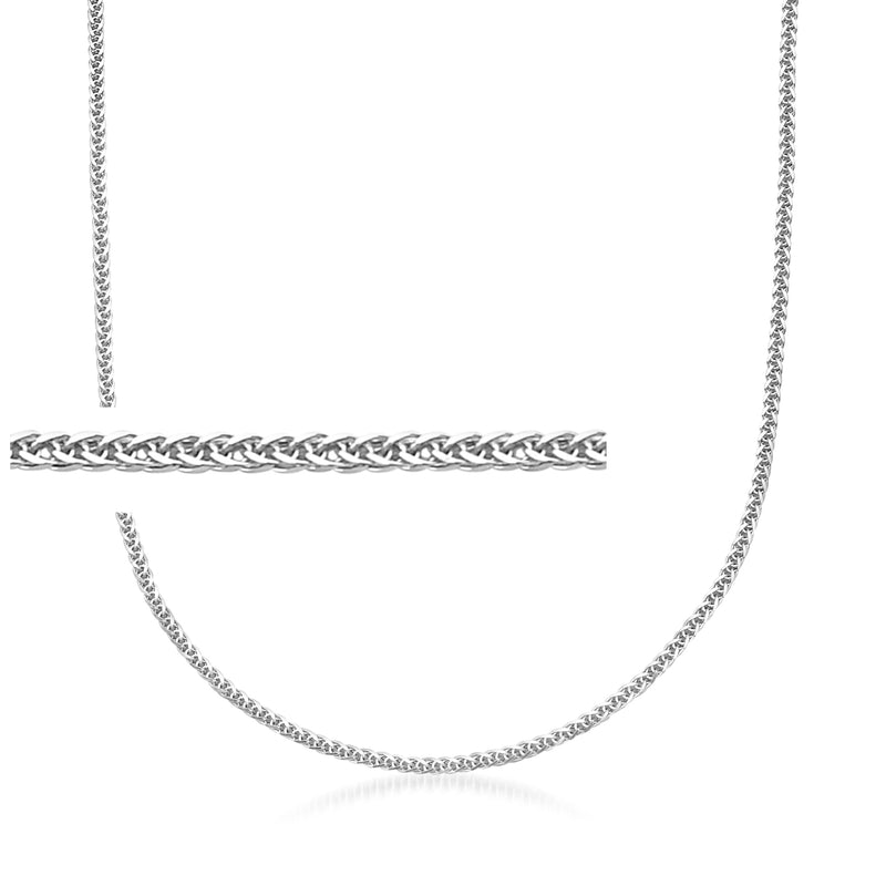 Platinum wheat-chain necklace with interlocking link design, close-up
