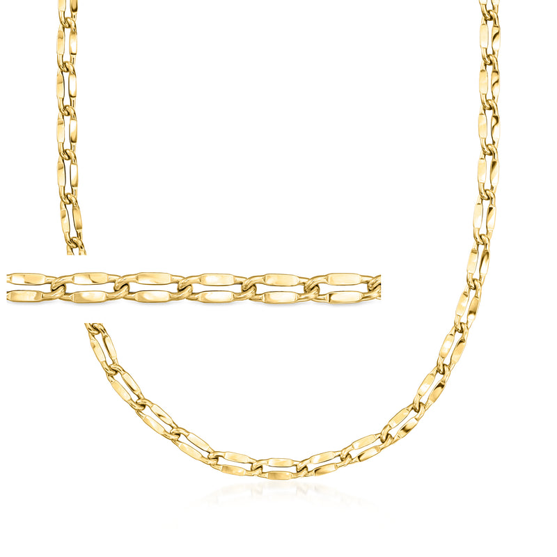 14kt yellow gold mirror-link necklace with rectangular polished links