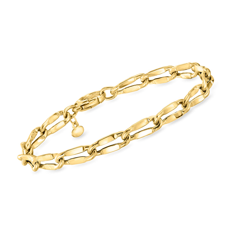 14kt yellow gold mirror-link bracelet with linked chain and round ball charm