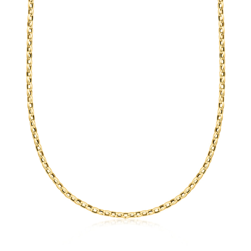 14kt yellow gold oval rolo-link necklace with smooth chain links