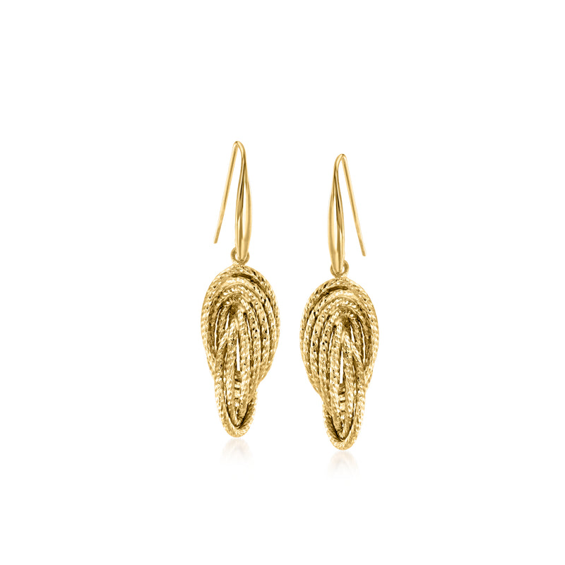 Twisted gold over sterling oval drop earrings, textured, earwire hooks