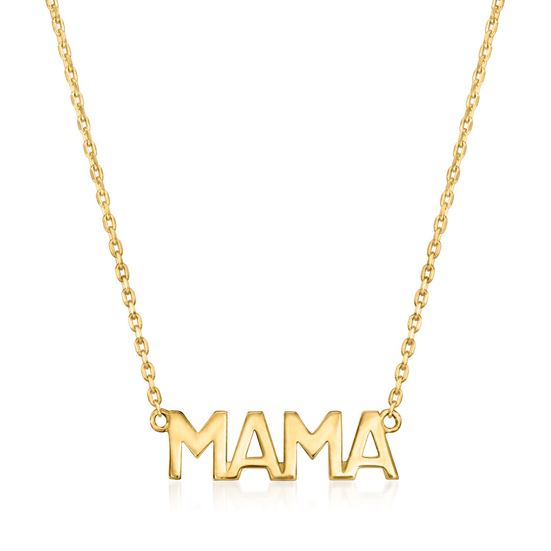 14kt yellow gold necklace with MAMA pendant on cable chain