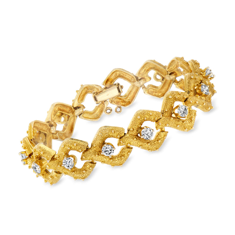 Yellow gold fancy-link diamond bracelet