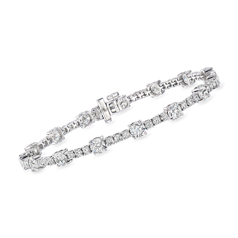 14kt white gold diamond tennis bracelet with linked round-cut stones
