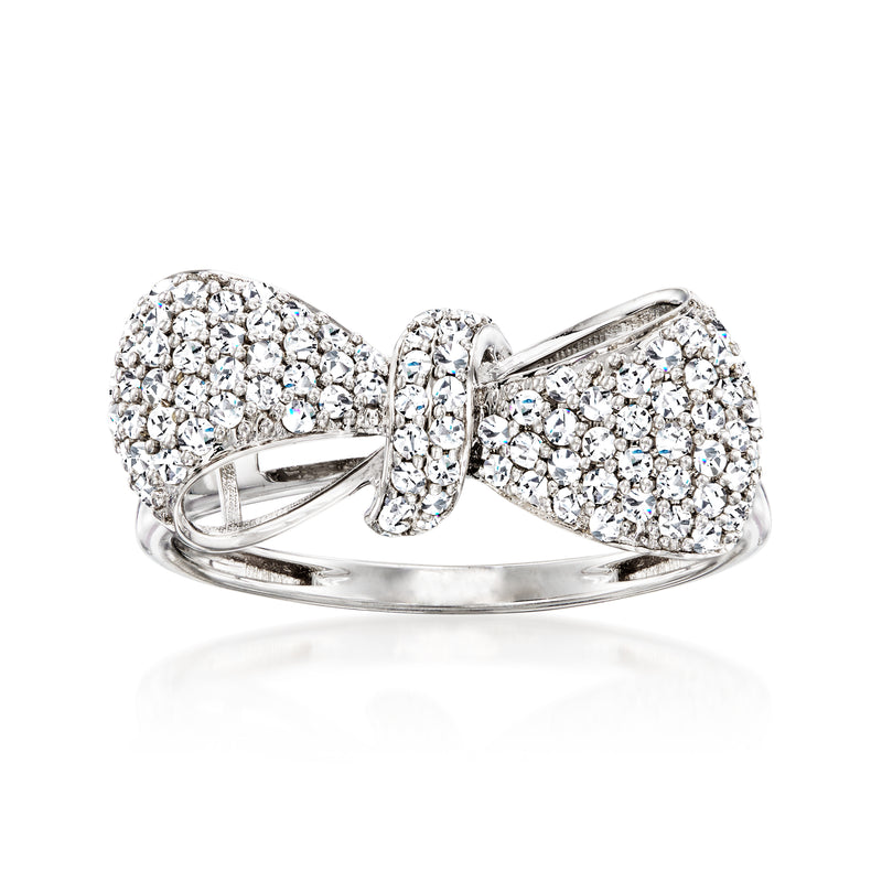 White gold diamond bow ring