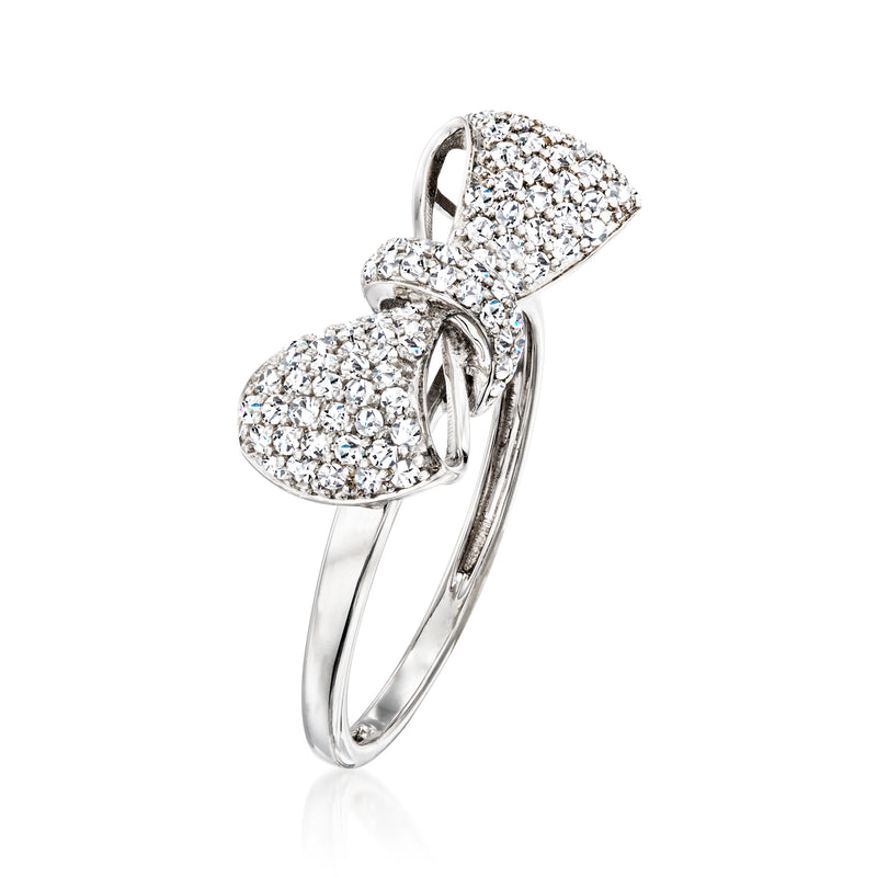 Diamond bow ring in 14kt white gold with pavé diamond bow detail
