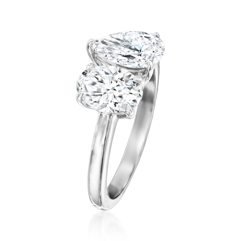 14kt white gold toi et moi ring with stacked oval and pear lab-grown diamonds