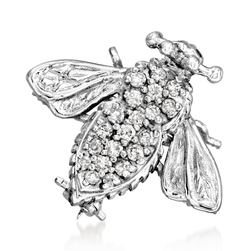 Diamond-studded insect pin in 14kt white gold