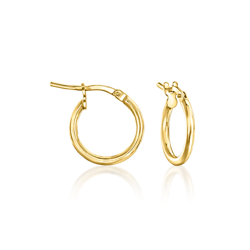 Gold-tone round hoop earrings with hinged clasp