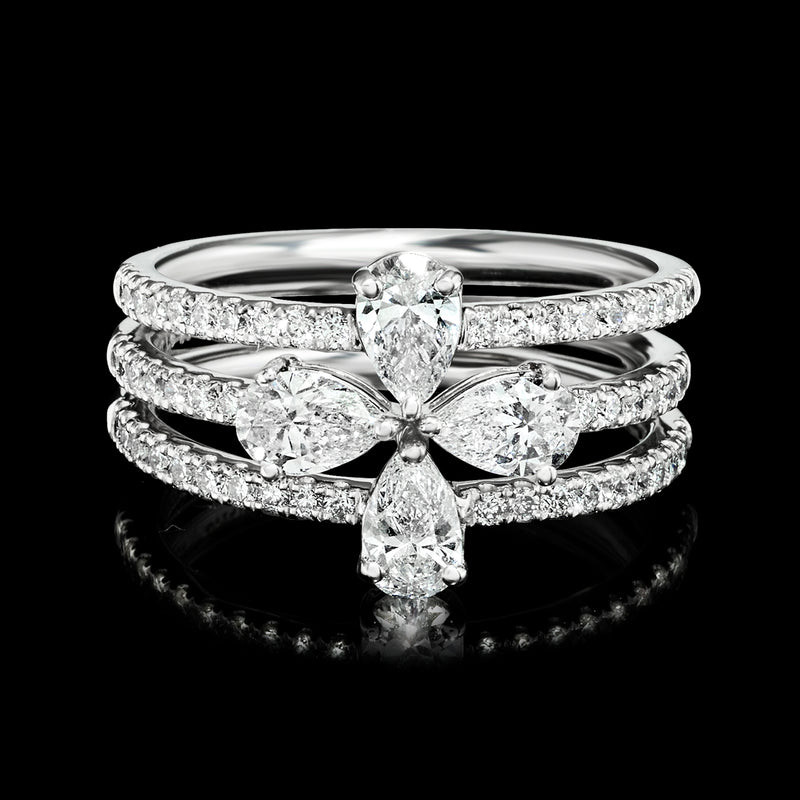 Three-ring lab-grown diamond set in 14kt white gold