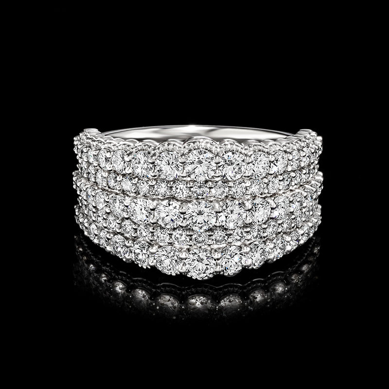 14kt white gold lab-grown diamond multi-row pavé ring