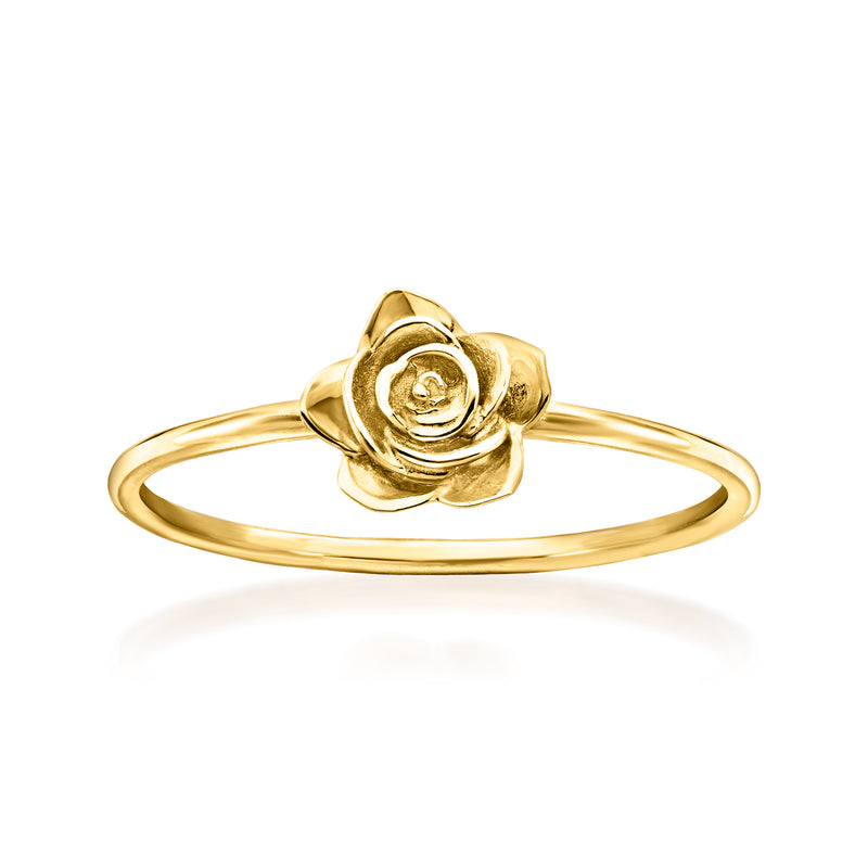 14kt yellow gold rose ring with sculpted rose centerpiece on slim band