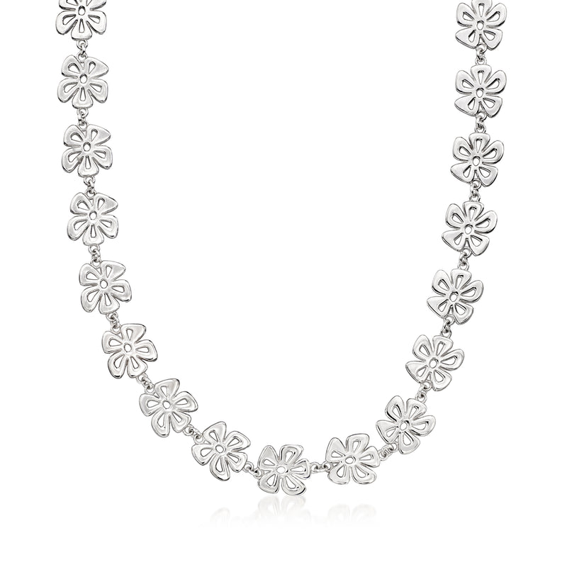Zina sterling silver flower necklace with repeating multi-petal flower charms