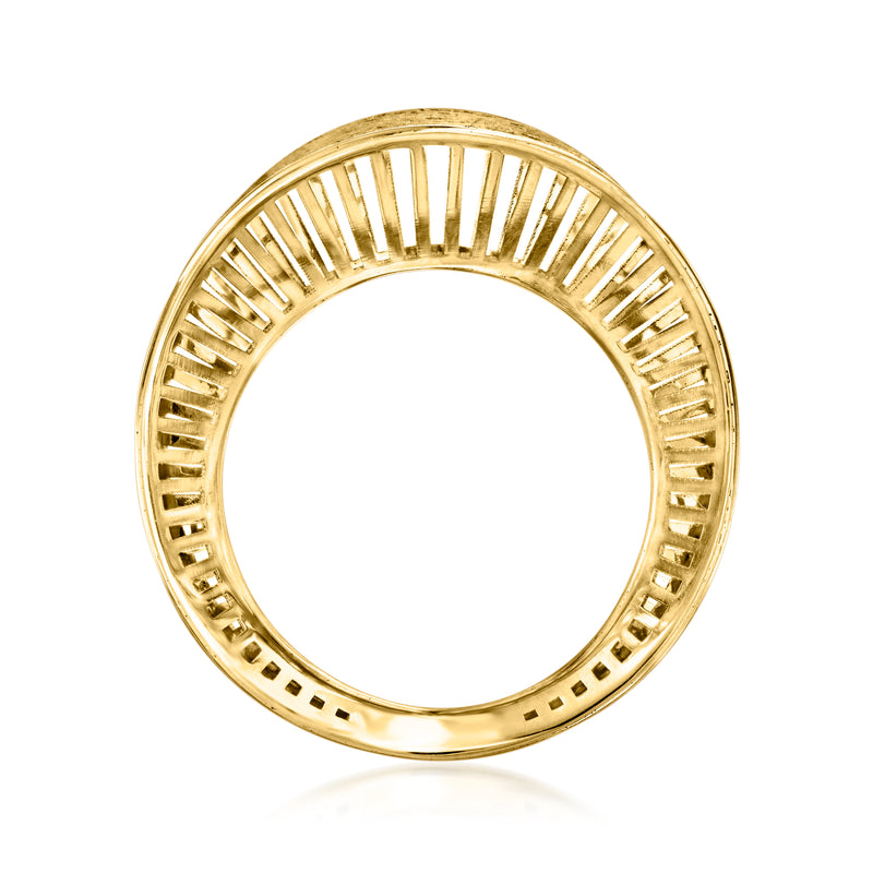 14kt yellow gold openwork filigree ring band with cutout details