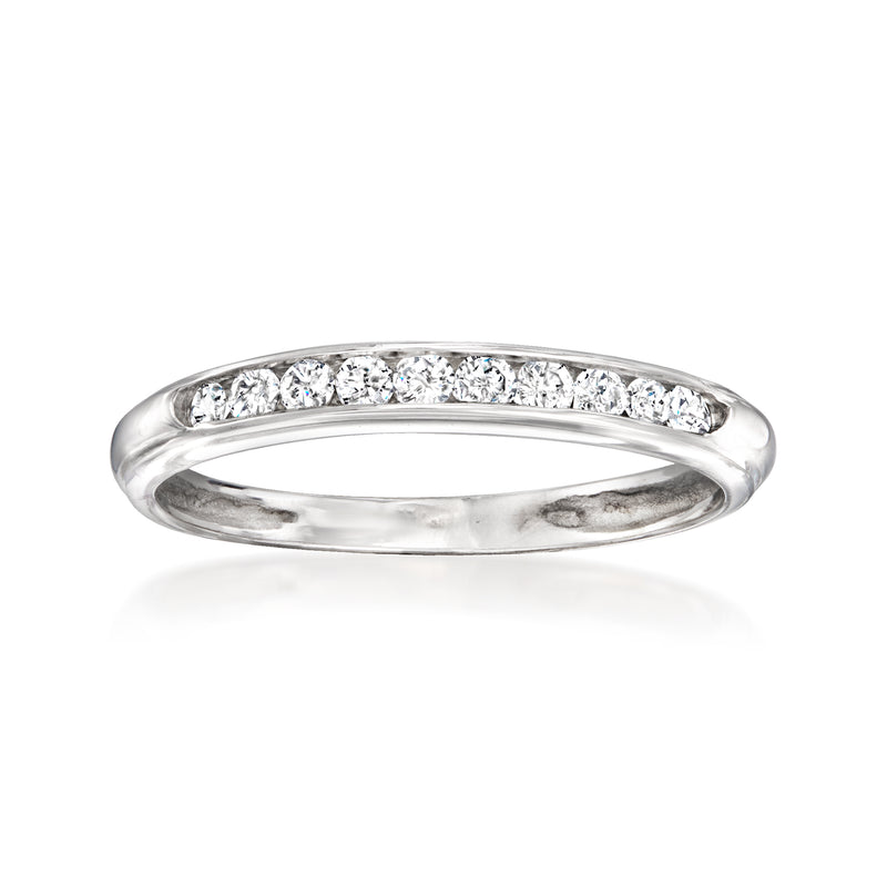 Vintage white gold diamond band ring with small round stones across top