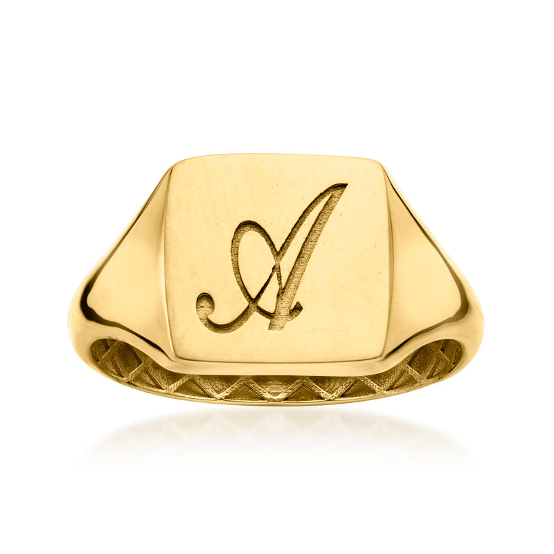 14kt yellow gold signet ring with engraved 