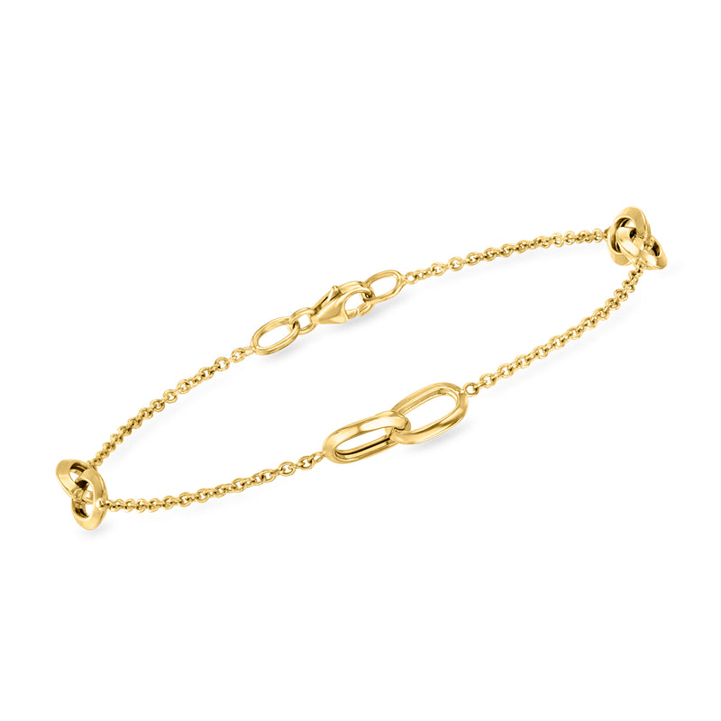 14kt yellow gold oval-link station bracelet with clasp