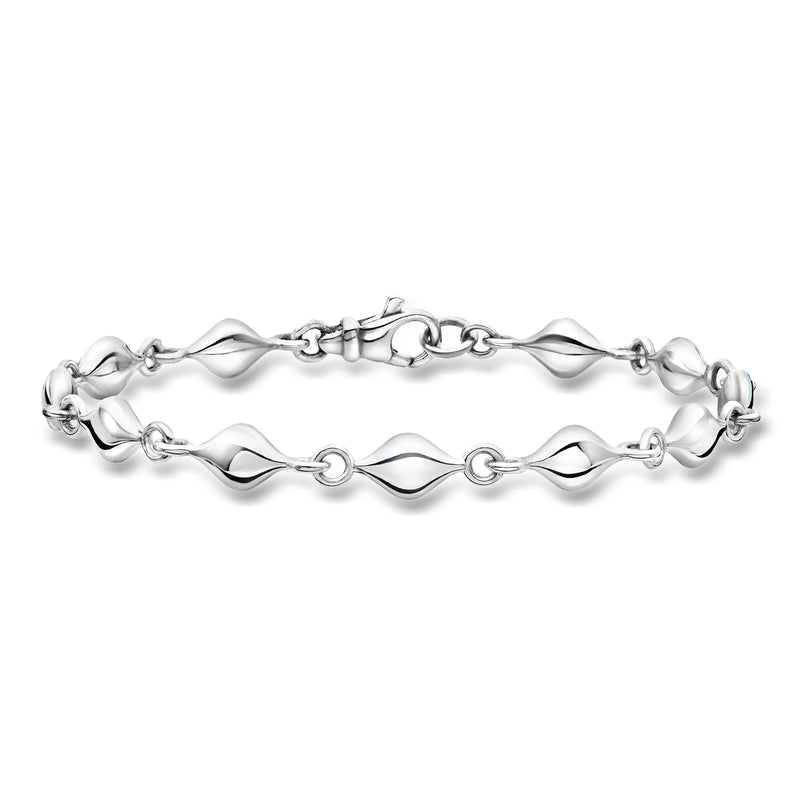 Sterling silver teardrop link bracelet with spring clasp