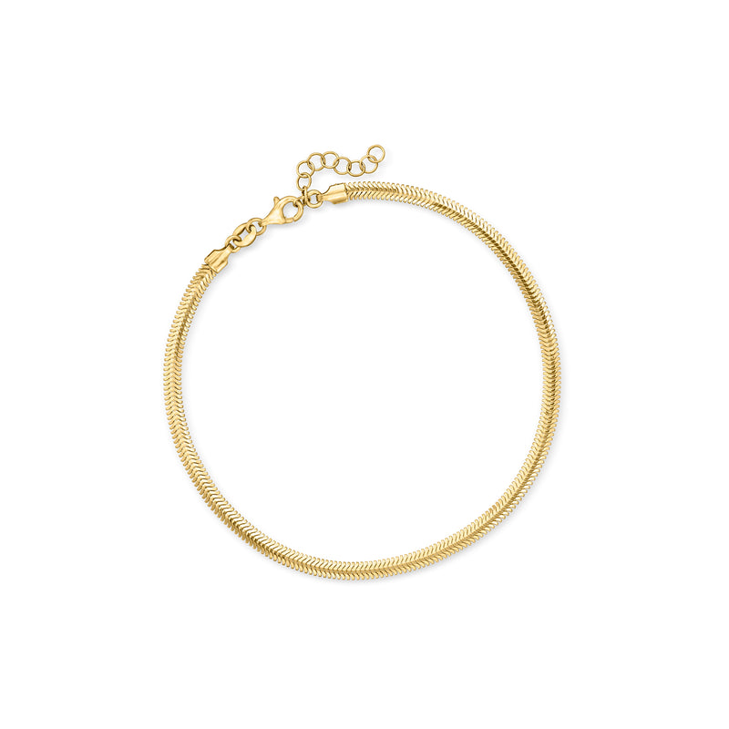 Gold-tone flat snake-chain anklet with lobster clasp and small extender rings