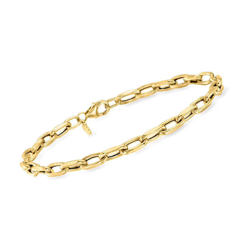 Italian 18kt yellow gold cable-chain bracelet with oval links and lobster clasp