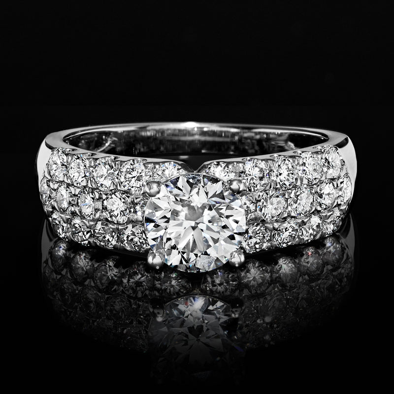 2.00 ct lab-grown diamond ring in 14kt white gold with round center and pavé band