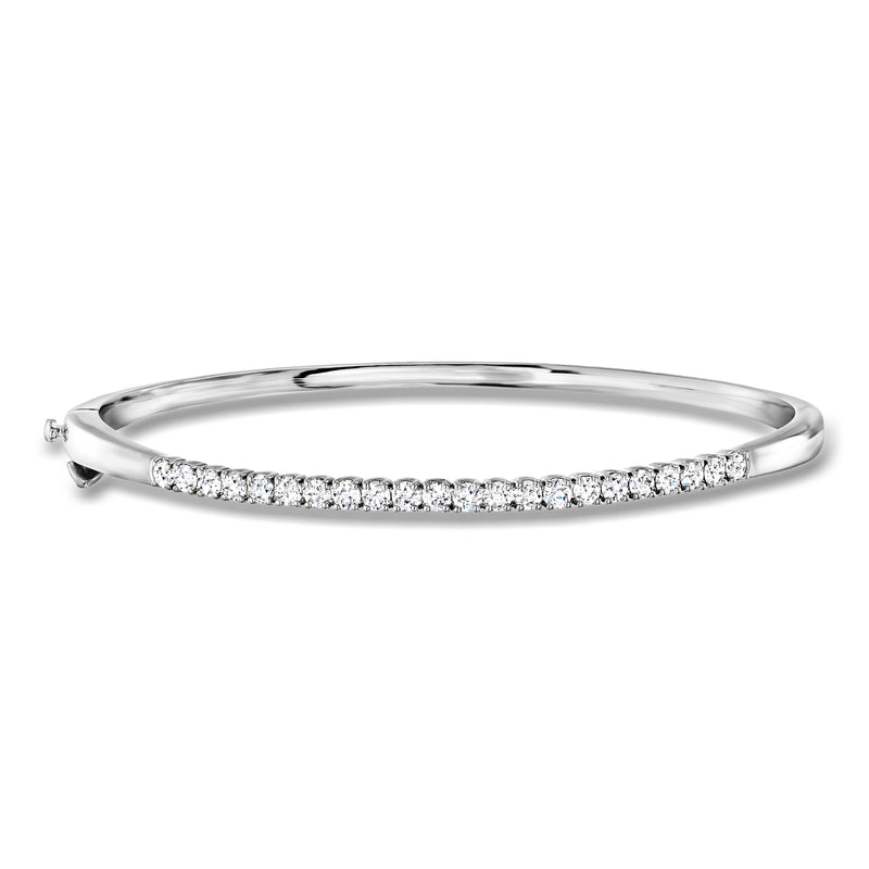 Sterling silver bangle bracelet with lab-grown diamond row