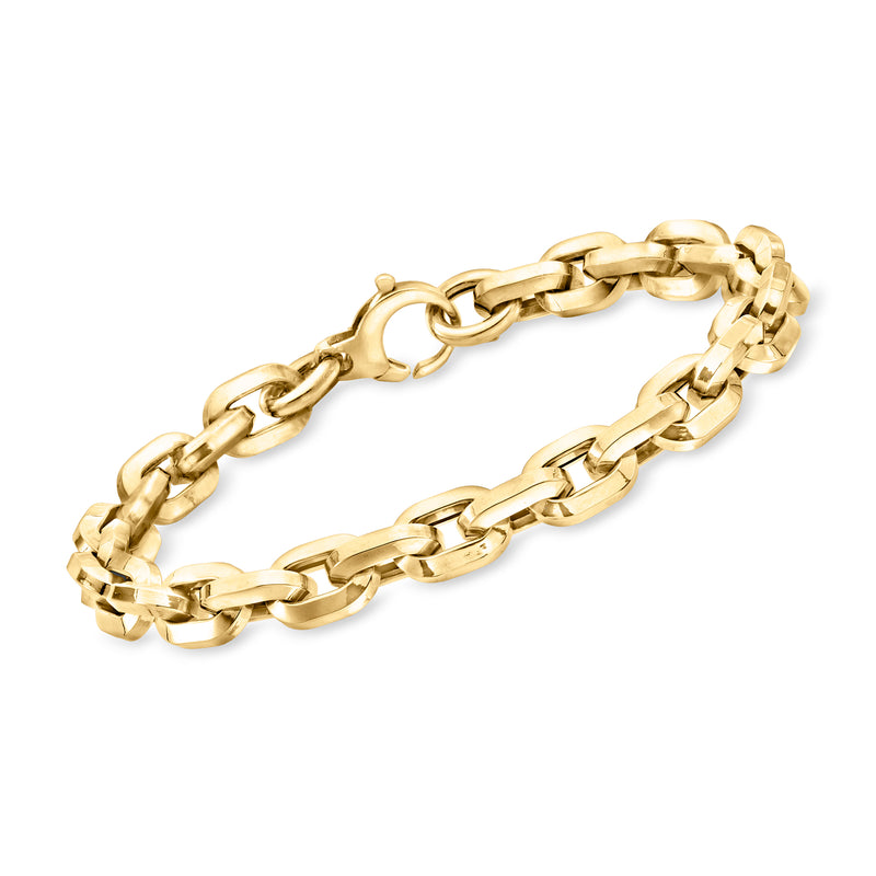 14kt yellow gold cable-chain bracelet with oval link design