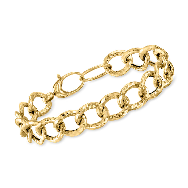 Italian 14kt yellow gold curb-link bracelet with oval chain links and clasp