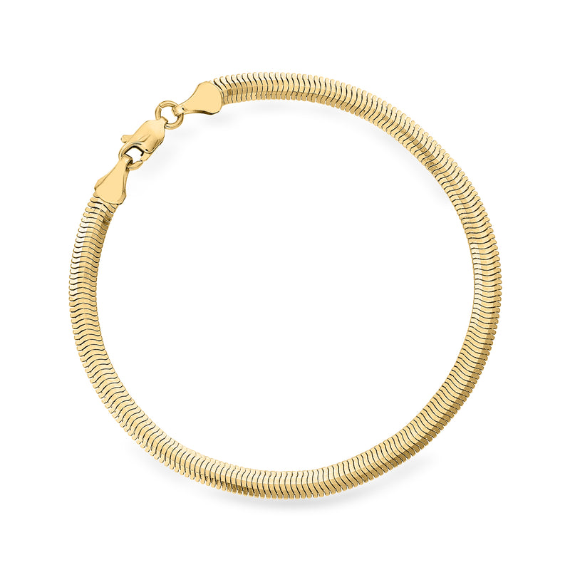 14kt yellow gold flat snake-chain bracelet with lobster clasp