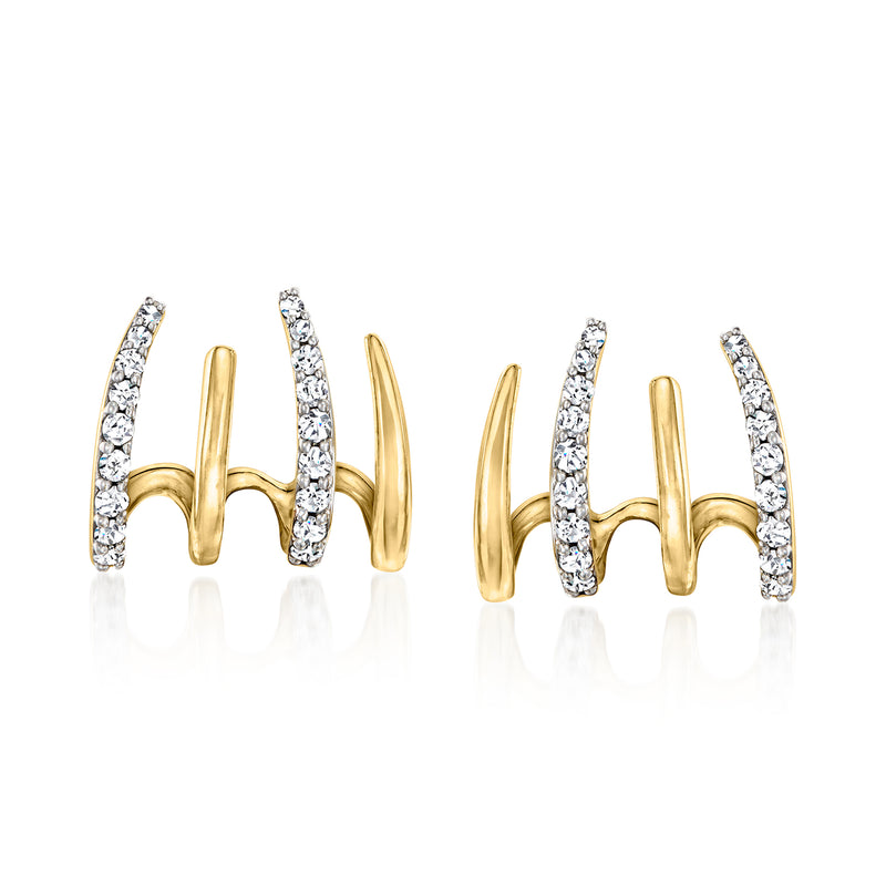 Diamond multi-hoop earrings in 14kt yellow gold, pair