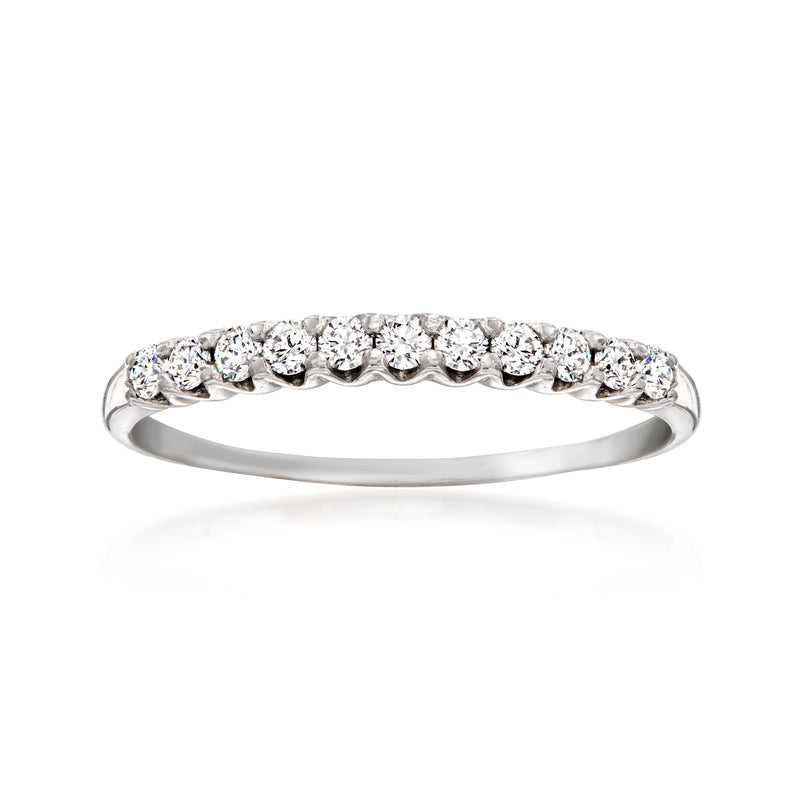 Vintage 14kt white gold diamond band with round stones across top